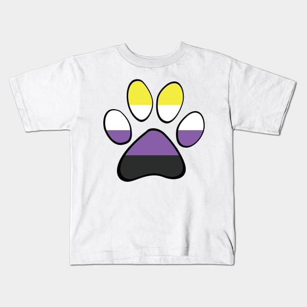 Non-Binary Pride Paw Kids T-Shirt by HyperOtterDesigns